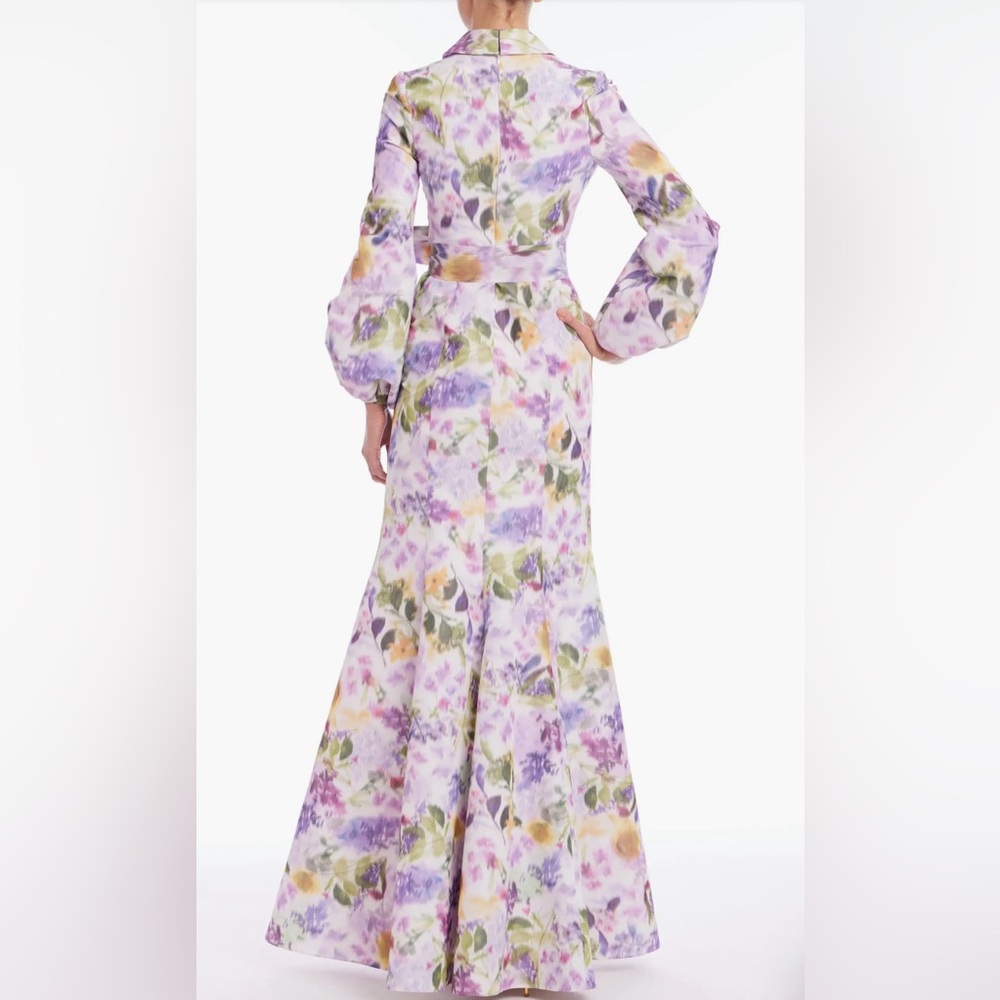 BADGLEY MISCHKA Floral-print multicolor Long Sleeve Taffeta Mermaid Gown - Picture 16 of 16